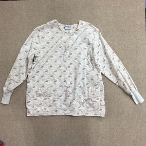 Landau University of Texas Longhorns Scrub Jacket Womens XL White Snap Front UT